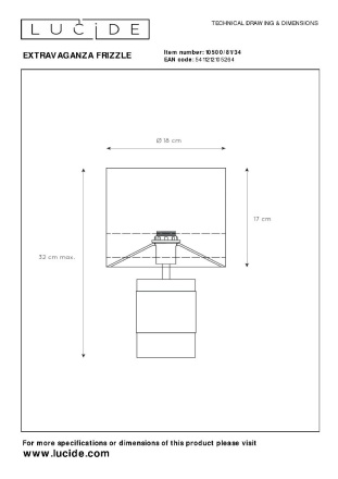 Настольная лампа Lucide Extravaganza Frizzle 10500/81/34