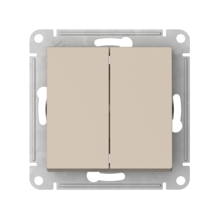 Выключатель 2-клавишный, сх.5, 10АХ, мех., быстрозажим. клем. Systeme Electric AtlasDesign Песочный ATN001251S