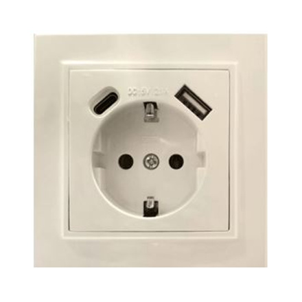 Розетка USB+Type C Stekker Эрна PST16-9016-02 50077