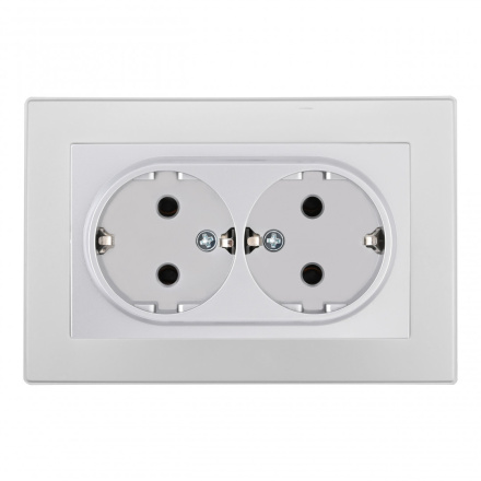 Розетка двойная с/з и шторками Arte Milano SET06-double-40-2 silver