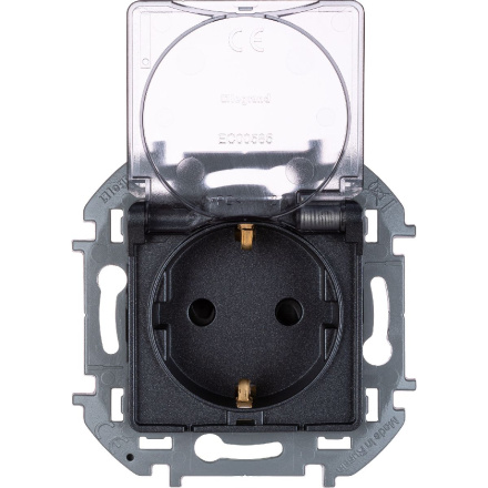 Розетка с/з со шторками с защитной крышкой Legrand Inspiria 673743