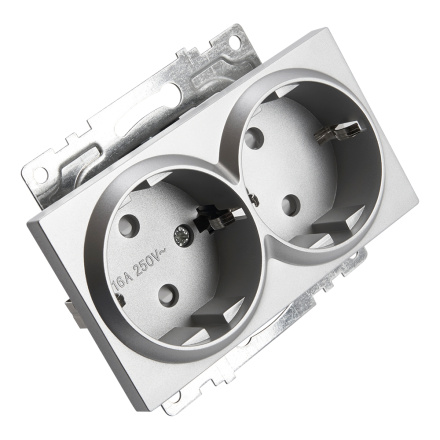 Розетка 2-местная с/з с защитной шторкой Stekker Катрин 39584