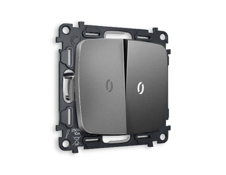 Комплект механизма 2-кл проходного выключателя с подсветкой Ambrella Volt Omega MO654035