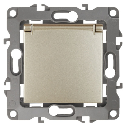 Розетка 2P+E Schuko со шторками с крышкой Эра 12-2103-04 Б0014696