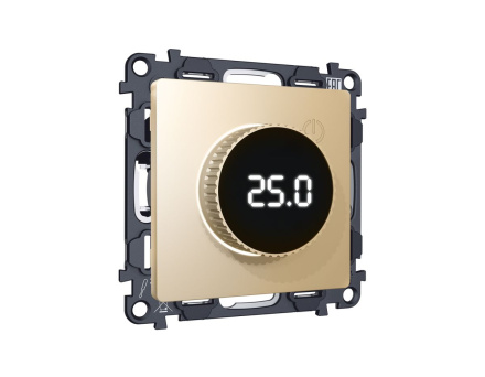 Комплект механизма терморегулятора с цифровым дисплеем с подсветкой и датчиком для теплого пола 16A-250V Alfa Шампань Quant Ambrella Volt MA605810 (AP6058, VM1385)