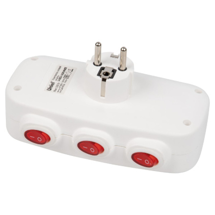 Разветвитель сетевой с выключателем Uniel S-GES3-16OB WHITE UL-00011239