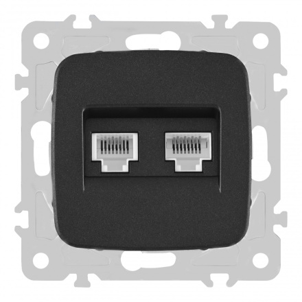 Розетка телефонная RJ11 + компьютерная RJ45 Arte Milano 205.44-1.black