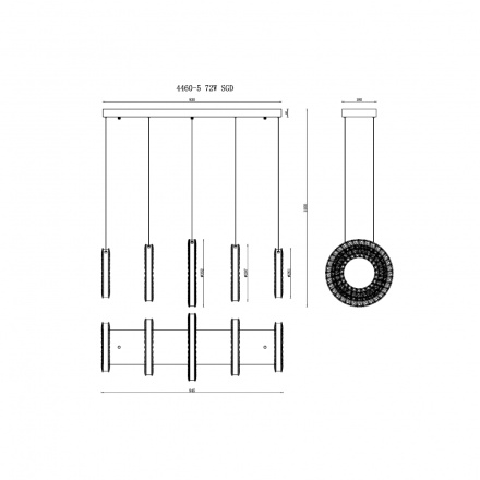 Подвесная люстра iLedex Crystal ice 4460-5 72W TGD