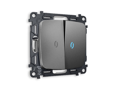 Комплект механизма 2-кл проходного выключателя с подсветкой Ambrella Volt Omega MO654040