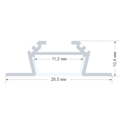 Профиль угловой накладной Apeyron ширина ленты до 10мм (рассеиватель, заглушки - 2шт) 08-03