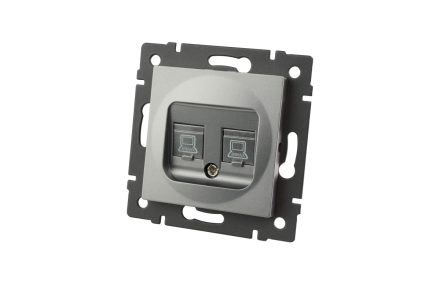 Механизм компьютерной розетки двойной Arlight SCT-MPC2-PL-GR-V (RJ-45, CAT6) 049851