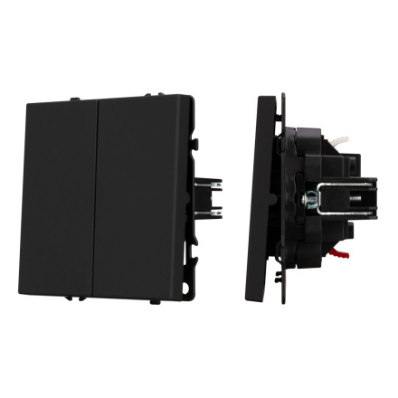 Механизм выключателя двухклавишный непроходной Arlight SWT-NOBE-MK02-SFPL-BK (230V, 10A) 054252