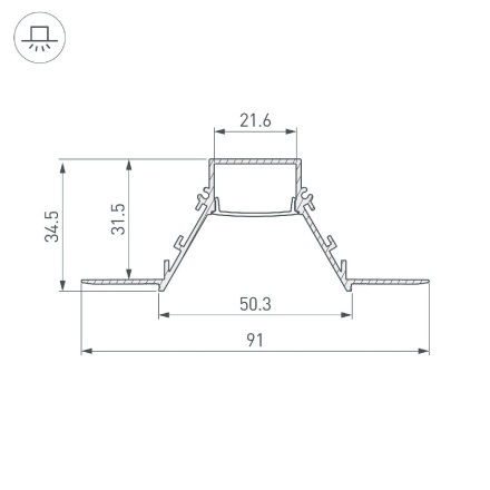 Алюминиевый профиль Arlight COMFORT21-V-FANTOM-2000 BLACK 052544