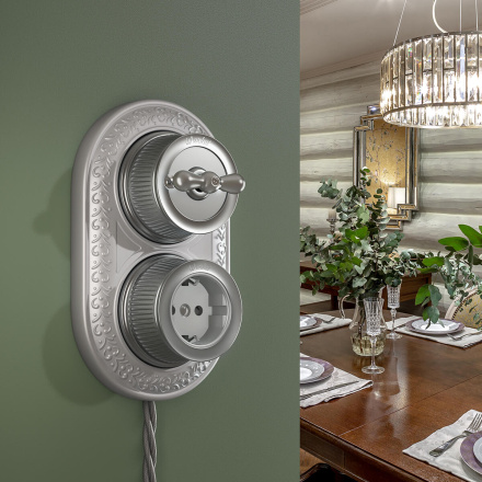 Выключатель Werkel на 4 положения двухклавишный Retro матовый хром WL19-01-05 4690389143427