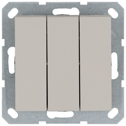 Выключатель трехклавишный 10A 250V с накладкой, цвет Тауп Jasmart G3031T