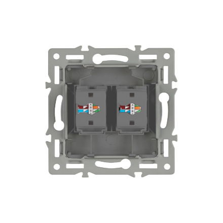 Механизм компьютерной розетки двойной Arlight SCT-MPC2-PL-GR (RJ-45, CAT6) 045338