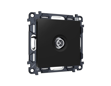 Комплект механизма TV розетки оконечной экранированной 5-1000MHz 3dB Alfa Черный матовый Quant Ambrella Volt MA813005 (AP8130, VM199)