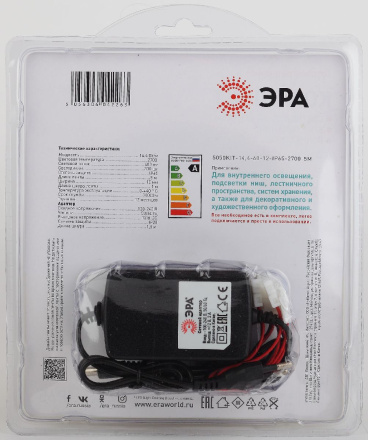 Комплект светодиодной ленты Эра 12В 5050 14,4Вт/м 2700K 5м IP65 5050kit-14,4-60-12-IP65-2700-5m Б0043069