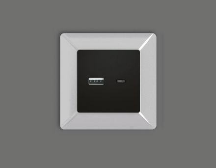 Лицевая панель для розетки 2USB тип A+C Ambrella Volt Alfa AP8110