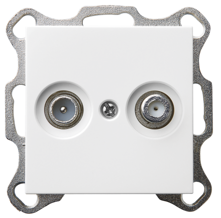 Розетка TV-FM Jasmart оконечная с накладкой белый глянцевый G6204W