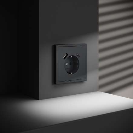 Розетка с USB, A+C Voltum S70 VLS040507 (графит)