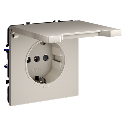 Розетка с защитными шторками и крышкой Voltum S70 VLS040303 (кашемир)