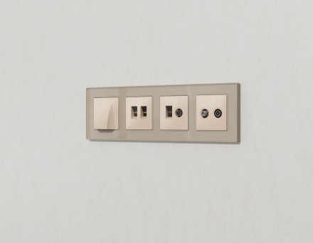 Лицевая панель Alfa (Бежевый глянец) для вывода кабеля Quant Ambrella Volt AP3158