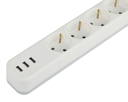 Сетевой фильтр Эра USF-4es-3m-3xUSBA-W Б0059569