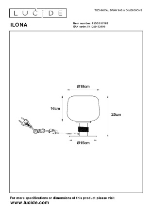 Настольная лампа Lucide Ilona 45508/01/62