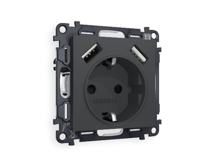 Комплект механизма розетки 2USB A+A 18W (быстрая зарядка) с/з Ambrella Volt Alfa MA909010