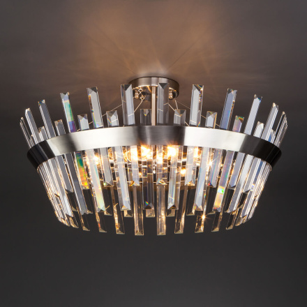 Люстра на штанге Eurosvet 10111/8 сатин-никель / прозрачный хрусталь Strotskis