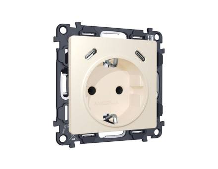 Комплект механизма электрической розетки 2USB С+C 20W с/з на винтовых зажимах 16A-250V Alfa Бежевый матовый Quant Ambrella Volt MA330510 (AP3305, VM165)
