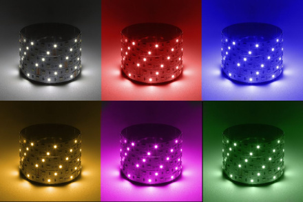 Светодиодная лента Эра 12В 5050 14,4Вт/м RGB+6500K 5м IP20 LS5050-14,4-60-12-RGB+W(6500)-IP20-1 year-5m Б0059911