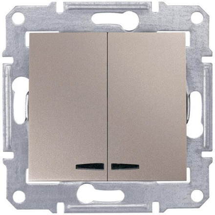 Выключатель двухклавишный с синей подсветкой Schneider Electric Sedna 10A 250V SDN0300368