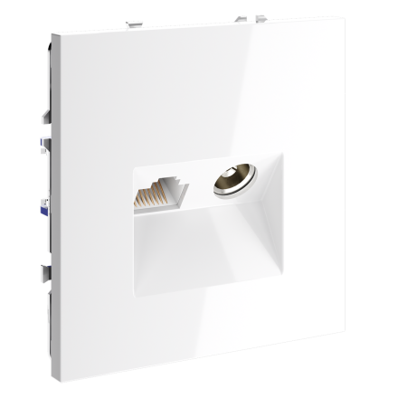 Розетка телевизионная встраиваемая Voltum S70 TV+RJ45 кат. 6, (белый глянцевый) VLS060701