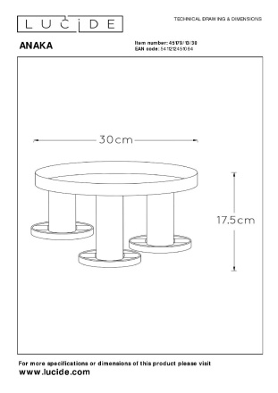 Потолочный светильник Lucide Anaka 45179/13/30