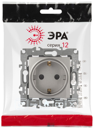 Розетка одноместная со шторками Эра 12-2102-16 Б0065651