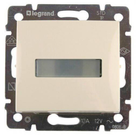 Выключатель кнопочный одноклавишный Legrand Valena 10A 12V с подсветкой держателем этикетки слоновая кость 774117