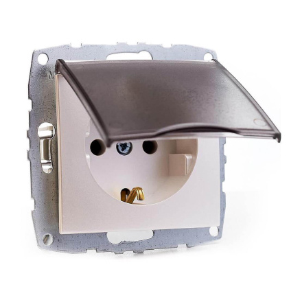 Розетка с заземлением с крышкой Mono Electric Despina-Larissa 16А 250В жемчуг 500-002521-118