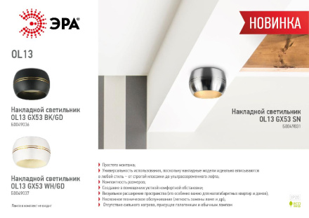 Накладной светильник Эра OL13 GX53 SN Б0049031