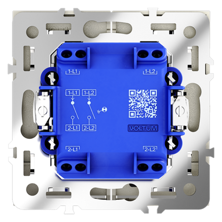 Выключатель двухклавишный с подсветкой Voltum S70 VLS020205 (сталь)