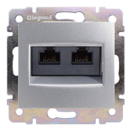 Розетка компьютерная 2хRJ45 Legrand Valena 6 кат FTP на винтах алюминий 770233