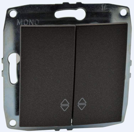 Выключатель двухклавишный проходной Mono Electric Despina-Larissa 10А 250В графит 500-002023-111