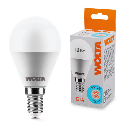 Светодиодная лампа WOLTA 12Вт 6500K Е14 груша матовая 25W45GL12E14