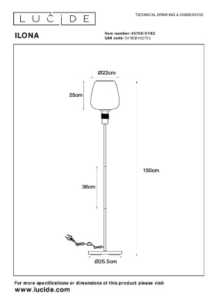 Торшер Lucide Ilona 45708/01/62