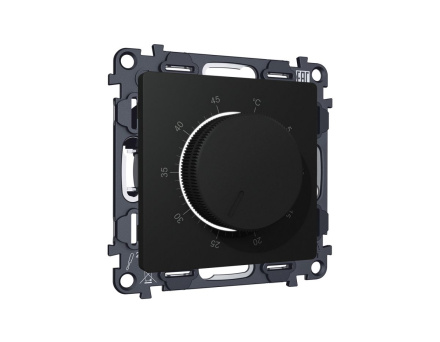 Комплект механизма терморегулятора с датчиком для теплого пола с подсветкой 16A-250V Alfa Черный матовый Quant Ambrella Volt MA805710 (AP8057, VM1381)