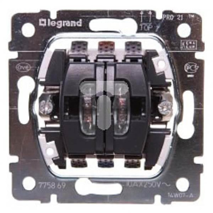 Выключатель двухклавишный Legrand Galea Life 10A 250V с подсветкой на 2 цепи 775869