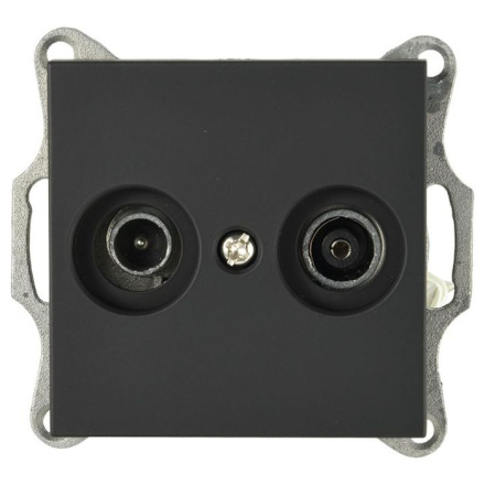 Розетка Jasmart TV-FM проходная с накладкой черный матовый (soft touch) G6205PB