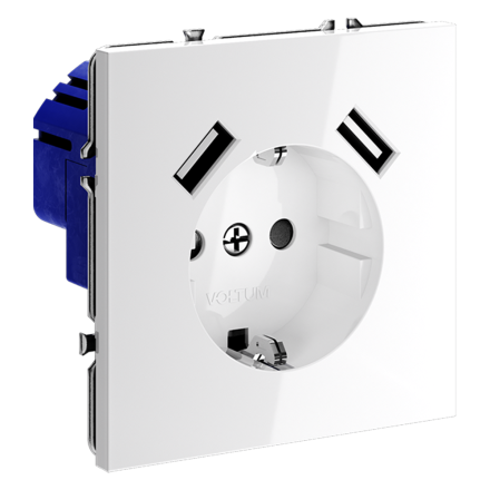 Розетка с USB, А+А Voltum S70 VLS040401 (белый глянцевы