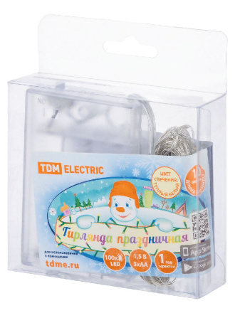 Светодиодная гирлянда TDM Electric Роса100 3хАА теплый белый без мерцания SQ0361-0053